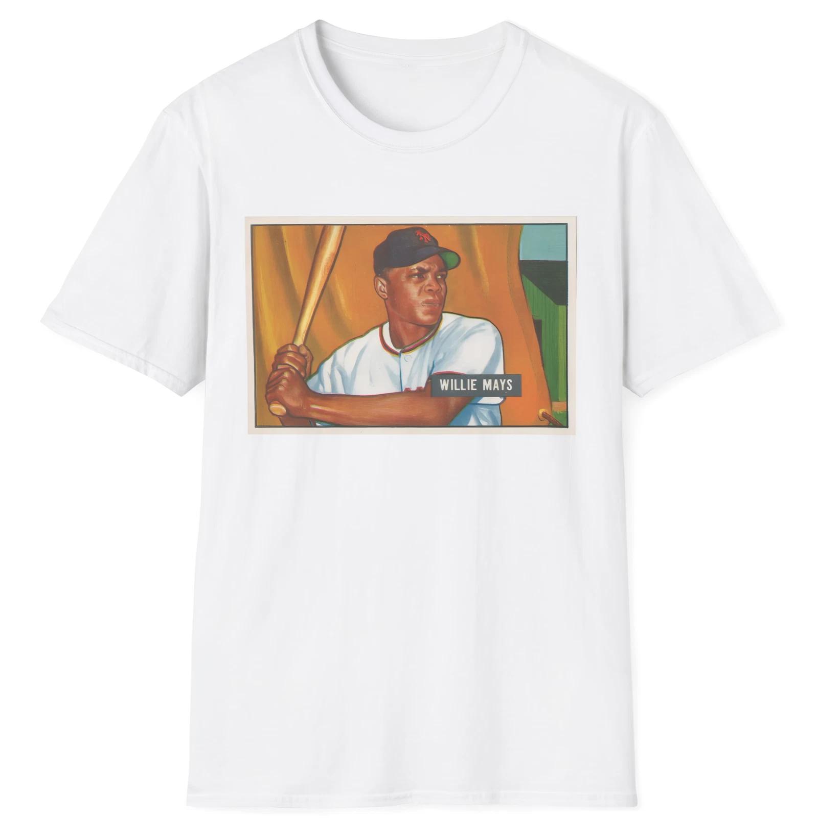Willie Mays Rookie Card Graphic T-Shirt Vintage 1951 Bowman Baseball #305 PSA 9 3XL
