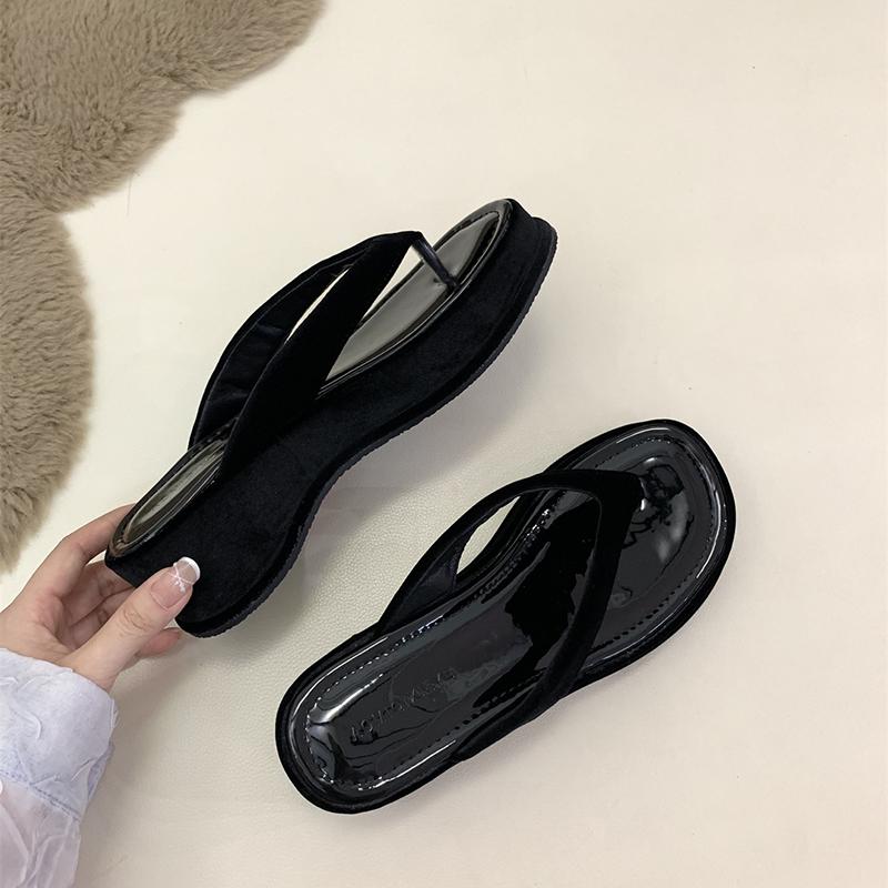 

Летние женские тапочки с застежкой-молнией, повседневные уличные женские туфли, на танкетке, шлепанцы 35 чёрный