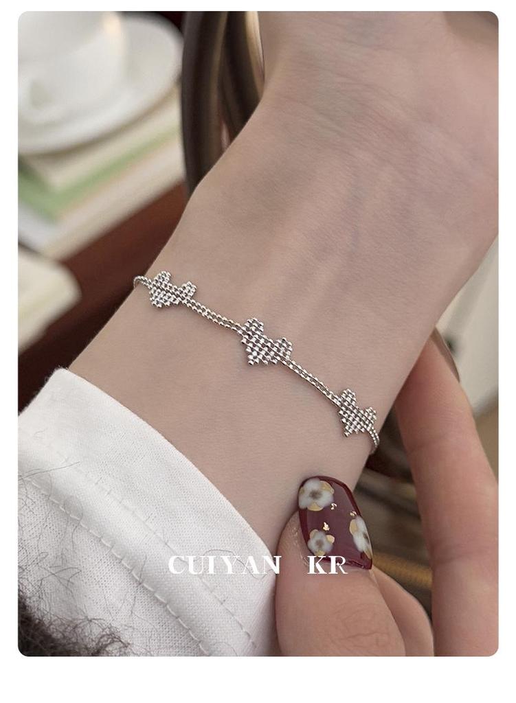 Cui Yan S925 Sterling Silver Korean Laser-Cut Heart Bracelet for Women - Simple, Light Luxury Fine Jewelry