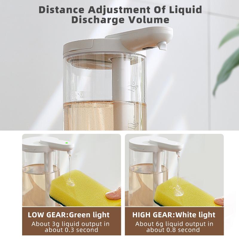 Kitchen 500ml Automatic Liquid Soap Dispenser USB Rechargeable Touchless Hand High Capacity Detergent Bathroom Dispenser