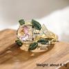 Huitan Elegant Fresh Style Lady Ring Flower Design Inlaid Shiny Pink CZ Leaf Shaped Aesthetic Wedding Accessories Trendy Jewelry