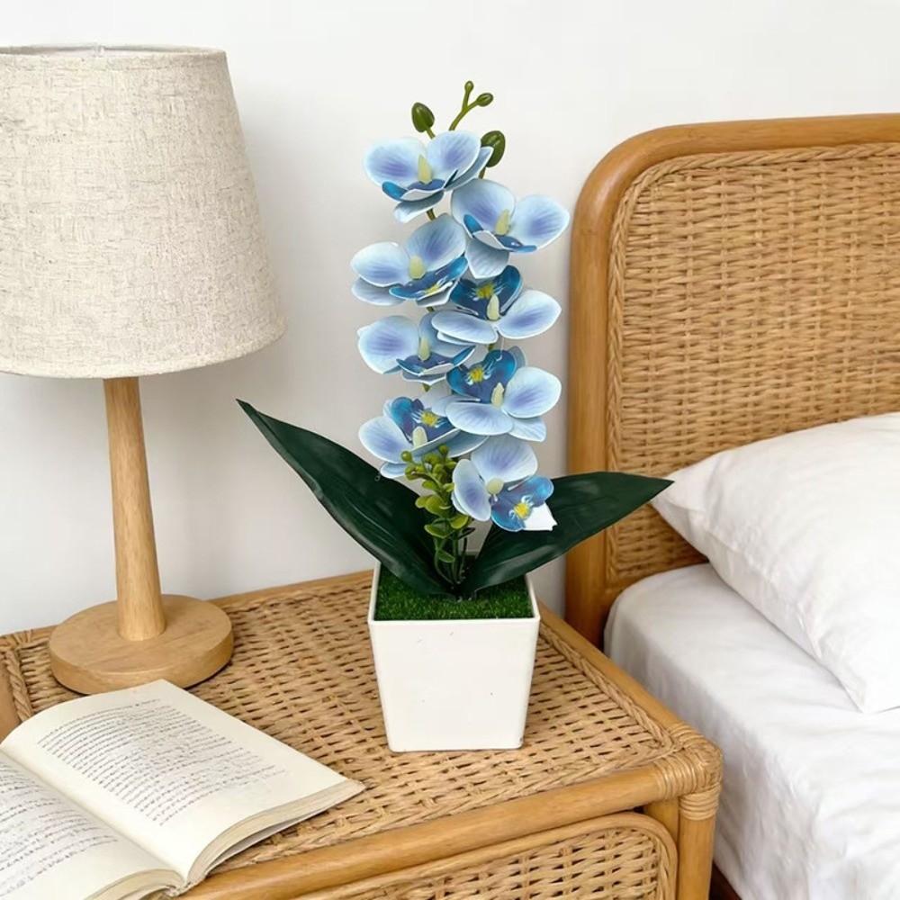 Mehrblütige Künstliche Orchidee Topfpflanzen Phalaenopsis Bonsai Wohnzimmer Ornamente