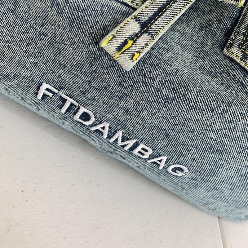 Stylish Denim Tote Bag for Women – Classic Jeans Design with Front Pockets and Embroidered Logo, Perfect for Casual Use