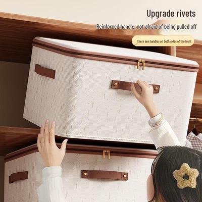 Large Capacity Cotton & Linen Storage Box with Lid - Dustproof Organizer for Clothes & Quilts