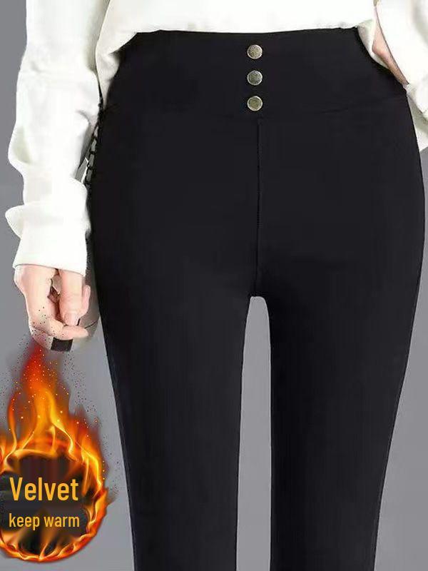 Women's High-Waisted Slimming Three-Button Pencil Leggings