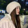 New hat women's big head circumference thickened stacking hat fashionable versatile warm show small face ear protection knitted wool hat