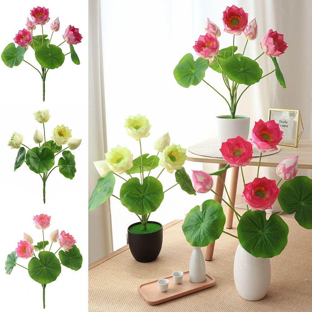 Green Lotus Leaves Lotus Artificial Flower Multicolor Lifelike Flower Fake Flower  Desktop Ornament