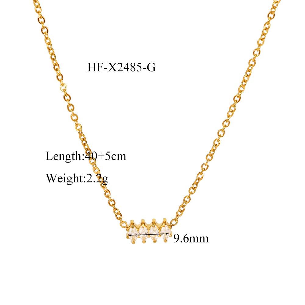 Latest Design Shiny Four Zircon Geometric Minimalist Delicate Women Fashion Jewelry BarPendant Necklaces