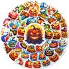 50pcs cartoon pumpkin Halloween decorative stickers, waterproof creative graffiti horror stickers, decorative gifts for kids