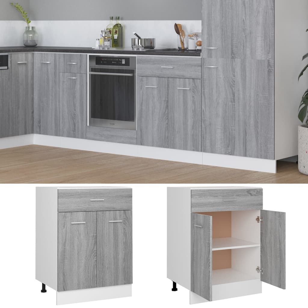 Vidaxl Freestanding Cabinet With Drawer, Sonoma Grey Oak, 60X46X81.5 Cm