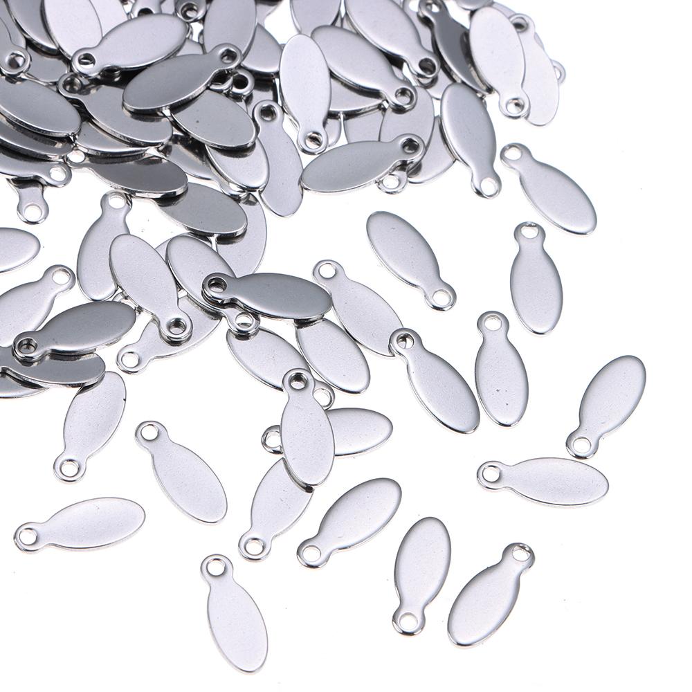 Blank Stainless Steel Tags Oval Oval Charms Jewelry Making Stamping Tags  DIY Jewelry Making