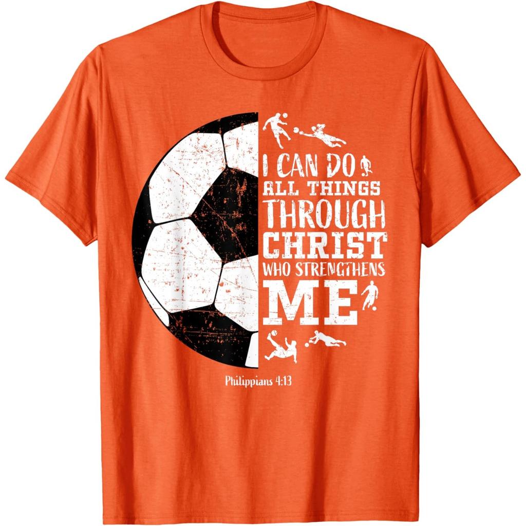 Philippians Soccer Graphic Tee Christian Faith Men's T-Shirt Breathable Cotton