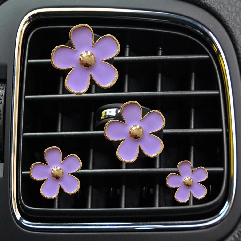 4PCs Flower Car Outlet Vent Perfume Clips Air Freshener Diffuser Conditioning Aromatherapy Perfume Clip Car Interior Decoration