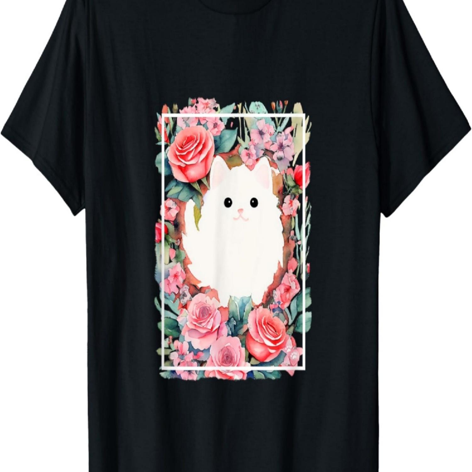 

pomeranian, dog, rose, cherry blossom, watercolor, flower T-Shirt XXXXXL чорний