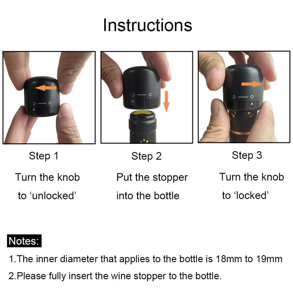 Reusable Wine Bottle Stopper with Rotating Lock, Mini Wine Saver Sealed Preserver Wine Keeper Corks