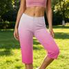 Women's High Waist Capri Pants with Pockets and Button Closure Casual Athletic Yoga Pants with Printed Design Comfortable Fit
