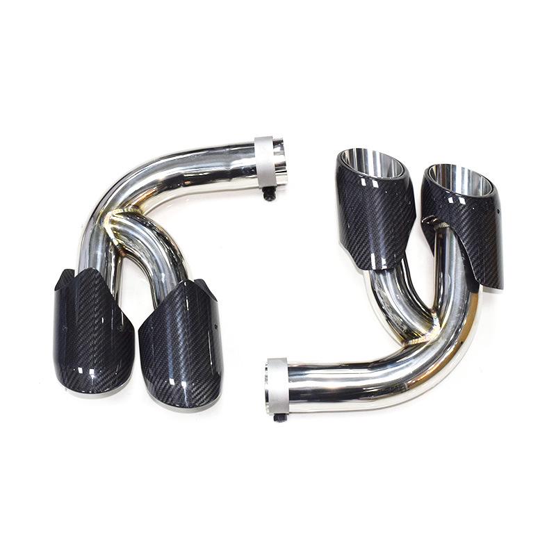 Compatible Carbon Fiber Quad Outlet Double-Layer Black Tailpipe for 2018-2019 Porsche Cayenne Modification