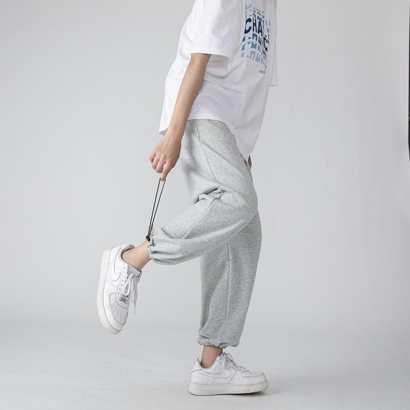 Брюки Wei, мужские свободные повседневные капри, весенние новые мужские легкие дышащие леггинсы на шнуровке S серый