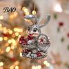 Lightweight Acrylic Rabbit Figurine Easter Bunny Pendant, Cute with Basket, 2D Car Party Favors Rearview Mirror Hanging Ornament, Bag Keychain