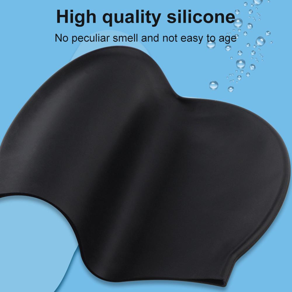 Silikonová extra velká plavecká čepice pro dlouhé vlasy, cop, vodotěsná, pro ženy, muže, dámy, africká, nadměrná, obrovská