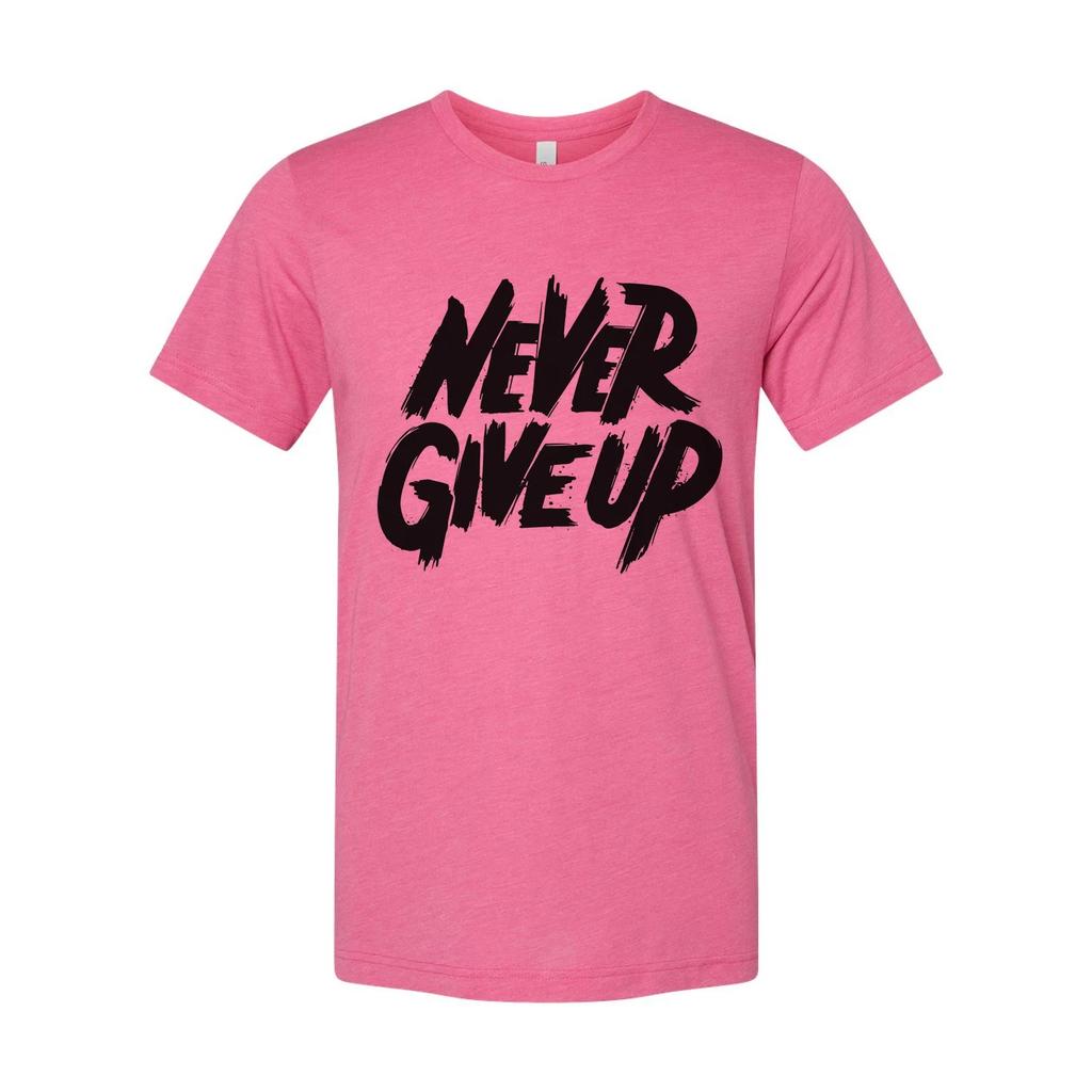 Never Give Up Graphic T Shirt For Unisex Adults White Cotton Short Sleeve Everyd