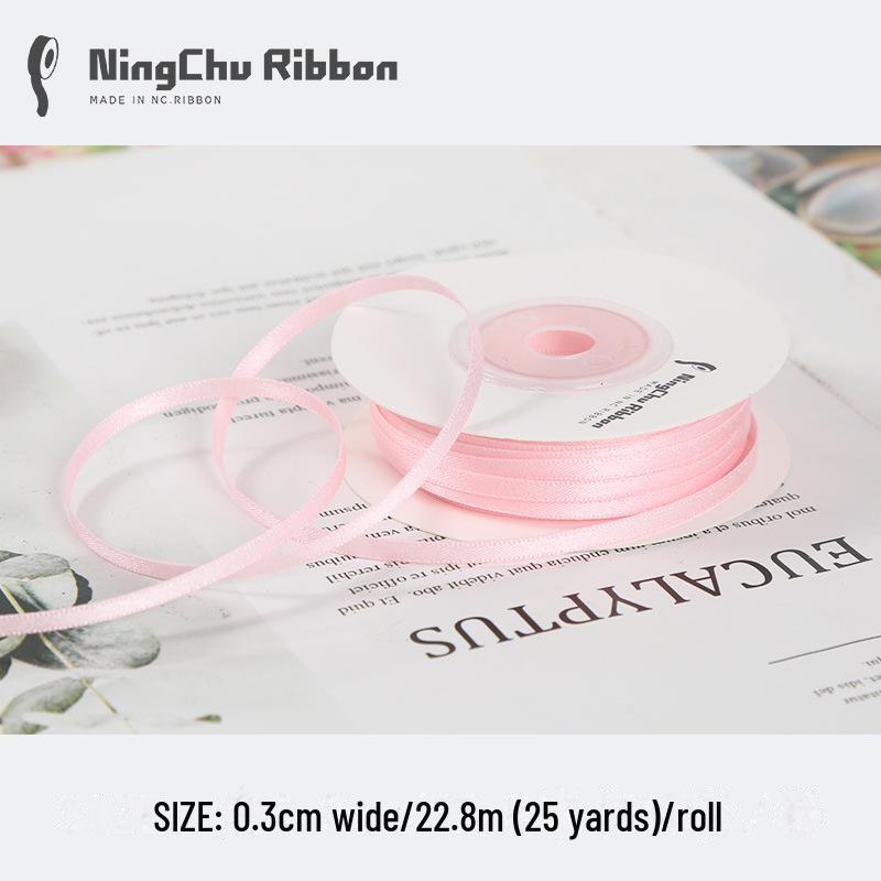 3mm Double-Sided Satin Silk Ribbon for DIY Gifts, Bows, Bouquets, and Baking Packaging