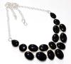 Big Cluster Black Onyx 925 Silver Plated Necklace 17" Limited Edition Design V8B80