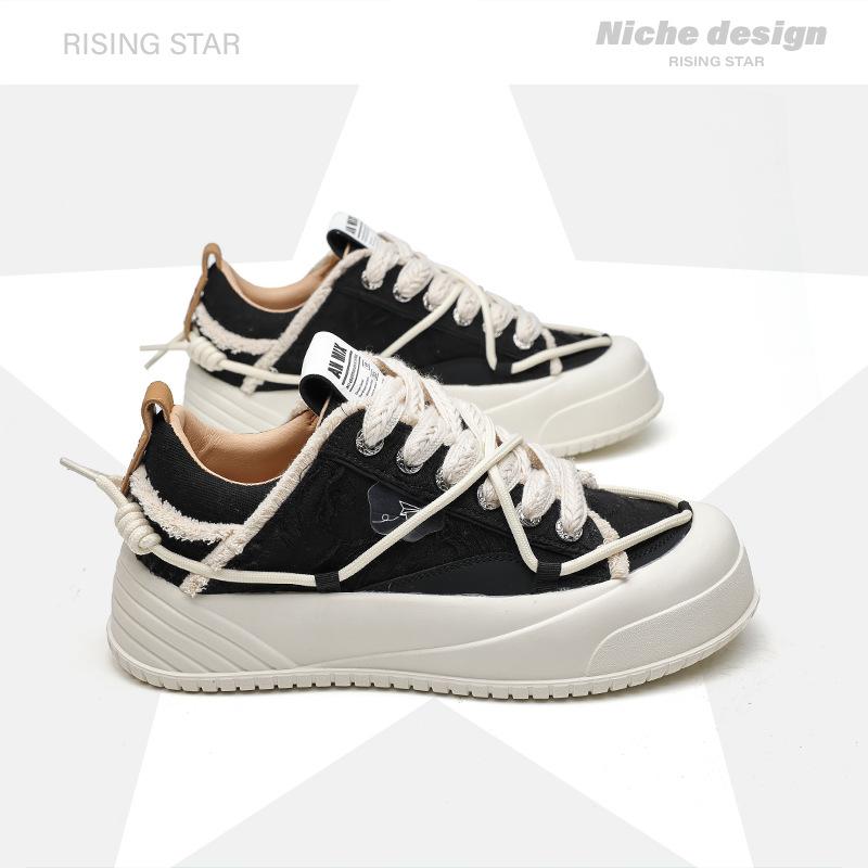 

2025 summer new board shoes canvas beggar shoes thick sole heightening super fire paper plane couple versatile little white shoes 44 чорний