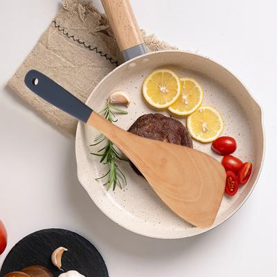 Holzspatel, Suppenlöffel mit ergonomischem Griff, rutschfest, hitzebeständig, Pfannenspatel, Reislöffel