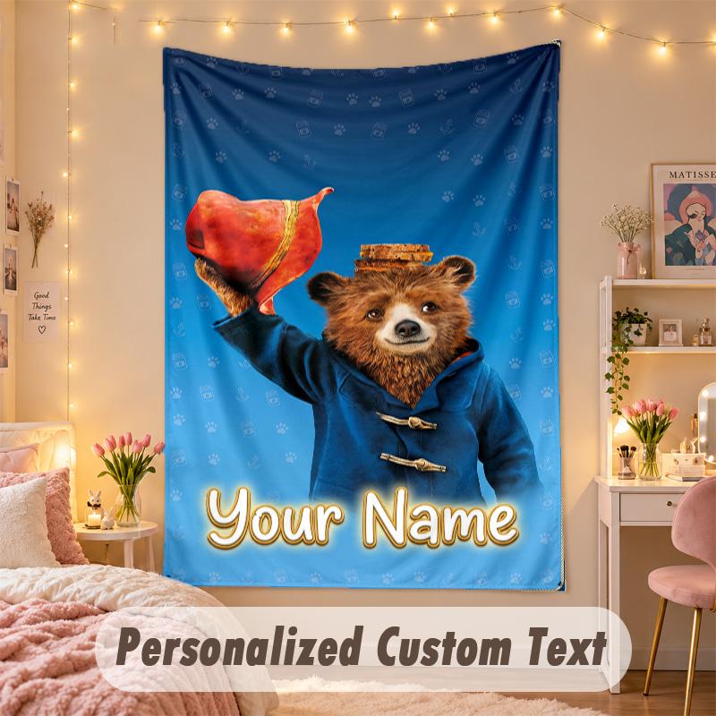 Custom Personalized Tapestry,Paddington Print Custom Name Text Wall Art Hanging for Bedroom