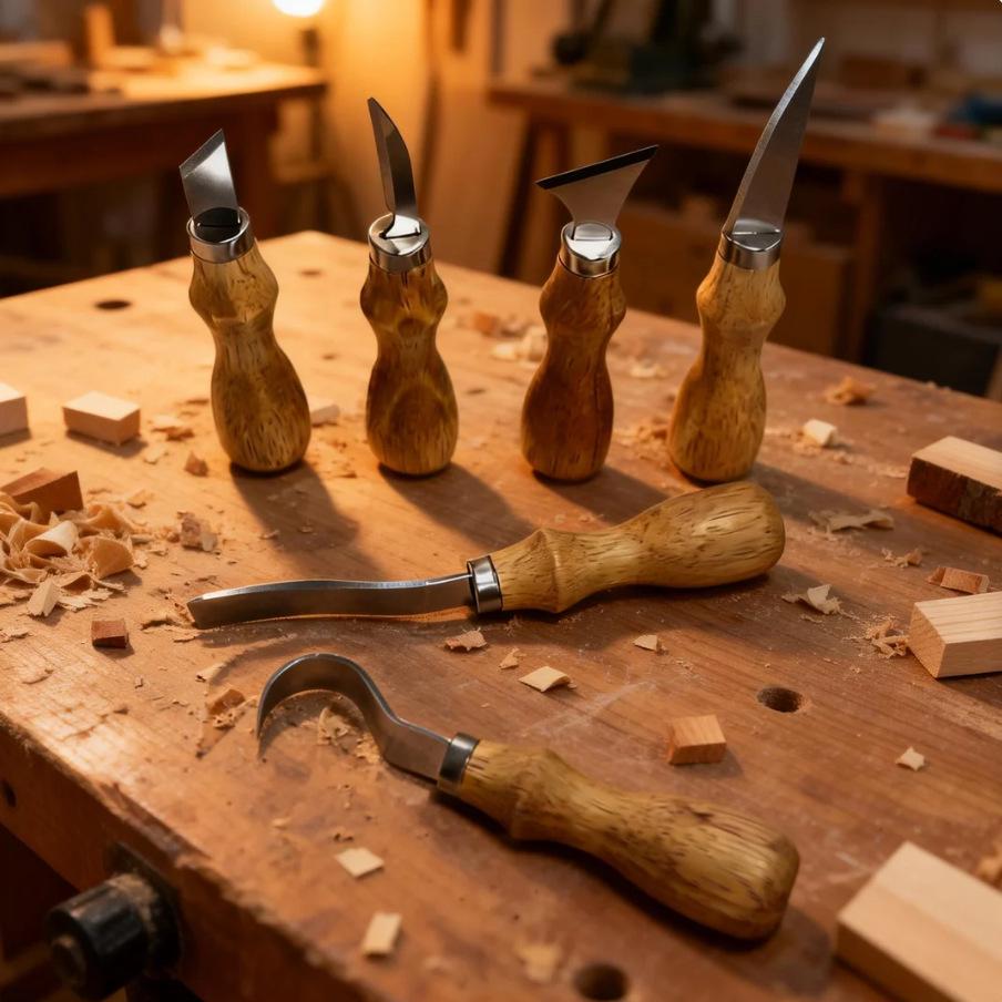 Stainless Steel Woodworking Carving Knife Set - Curved Blade, DIY Wood Shaving, Handmade Wood Carving, Digging Spoon Knife.