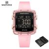 NAVIFORCE Original Unisex Digital Watch for Women Men LCD Display Luminous Pattern Chronograph Silicone Strap Waterproof Boys Girls Watch NF7121