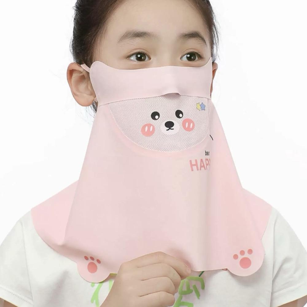 Cartoon Bear Child Ice Silk Face Mask Eye Care Neckline Face Cover Sunscreen Face Veil  Riding