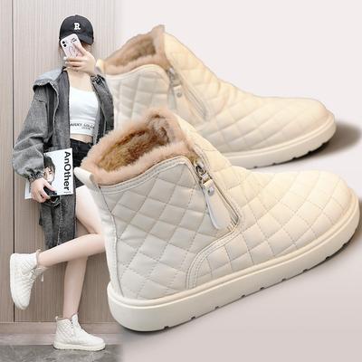 High-top Shoes Women's New Winter Thick Short Tube Sole Solid Color Cotton Shoes Sports Casual Velvet Snow Boots