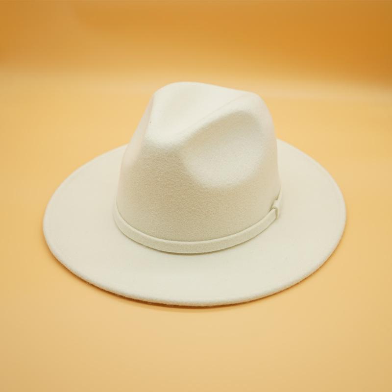 French Elegance Socialite Retro White Woolen Jazz Top Hat Men And Women Autumn And Winter Panama Felt Hat Foreign Trade Tide