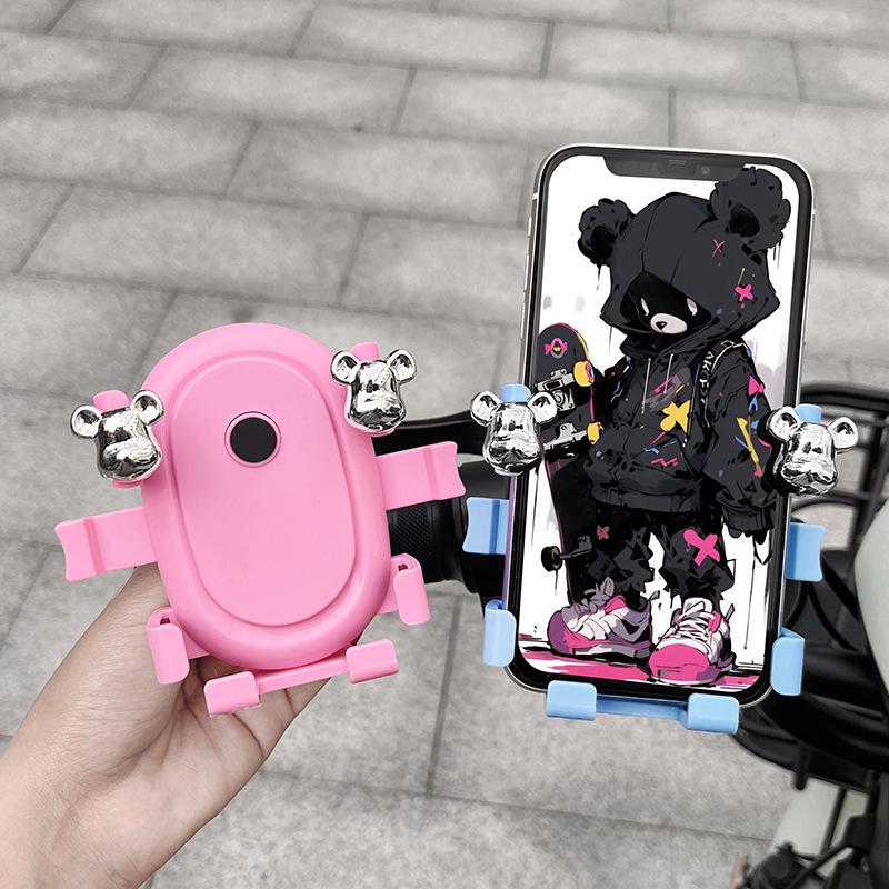 Cute Cartoon Shockproof Phone Holder for Bikes and Electric Vehicles - Ideal for Navigation and Delivery Riders