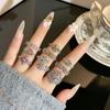 Niche Zircon Four-Leaf Clover Pink-Green Ring: Light Luxury Trendy Women's Finger Ring
