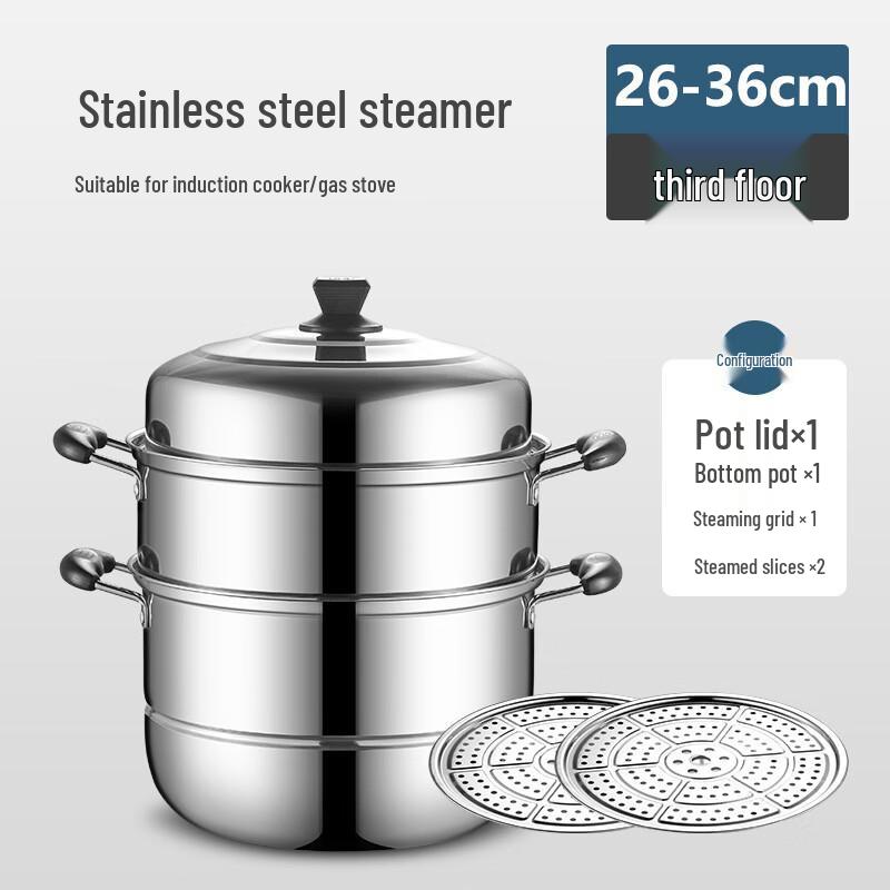Mr. Jane 3-Layer Stainless Steel Steamer Pot, 36cm