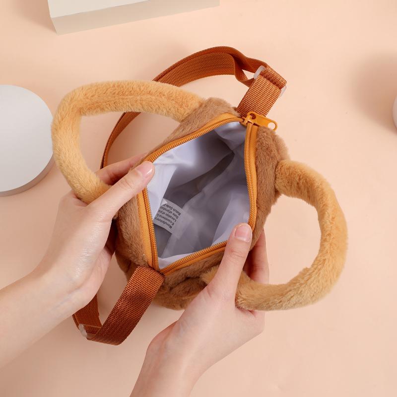 1 Piece Cute Crossbody Bag Animal Capybara Plush Handbag Cartoon Shoulder Bag For Children Couple Gifts