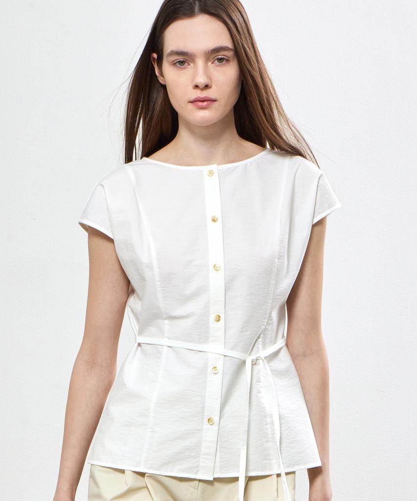 NOTIA Boat Neck Cap-Sleeve Blouse - Ivory