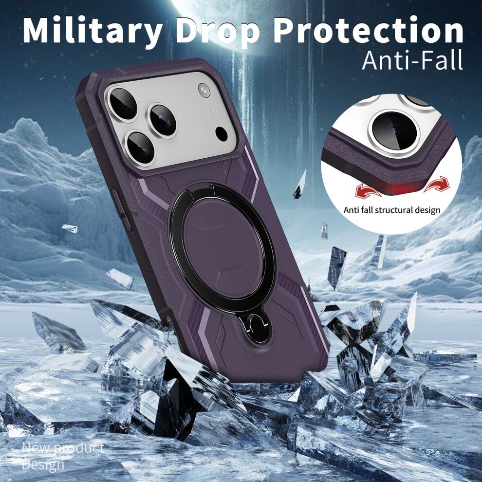 (Dark Purple) For iPhone 17 Pro Max Case Compatible with MagSafe Kickstand TPU+PC Phone Cover