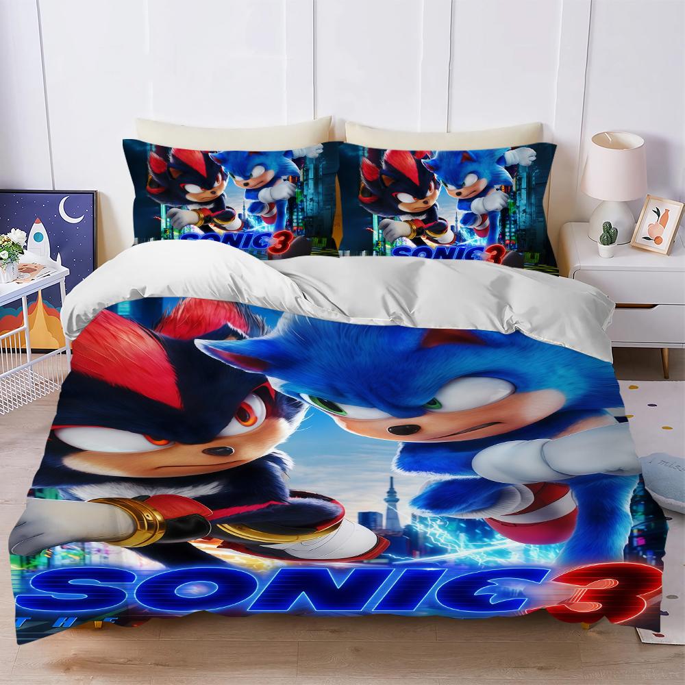 H-Hedgehog S-SonicES 3 Duvet Cover Set Soft Wash Bed 3 Piece Summer Comfortable Student Dormitory Home Baby Bedding Best seller