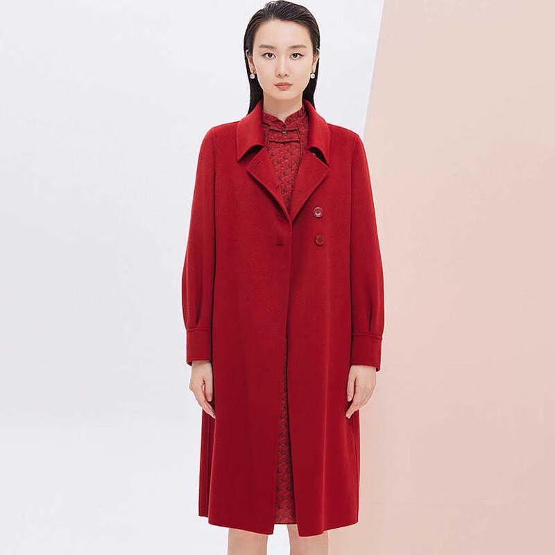 

JESSIE Women s Elegant Lapel Mid-Length Wool Blend Coat L