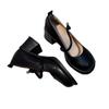Retro leather word with Mary Jane single shoes women's autumn new thick heel high heel round head light mouth versatile commuter shoes