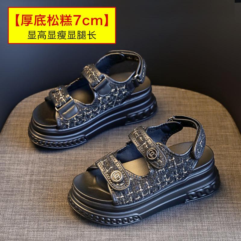 

Xiaoxiangfeng sports sandals women s 2025 summer platform muffin Internet celebrities ins wear casual Roman shoes ins wind 39 чёрный