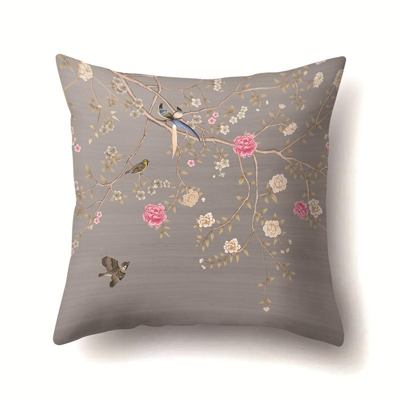 Leaves, Geometric Branches, Sofa Pillowcase, Single-sided Office Cushion Cover, Living Room Pillowcase, Biker Waist Pillowcase
