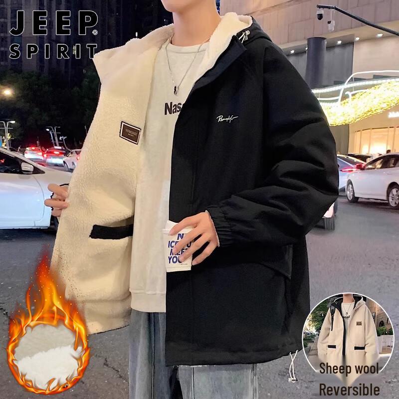 

JEEP SPIRIT Men s Thickened Lamb Fleece Lined Jacket XL