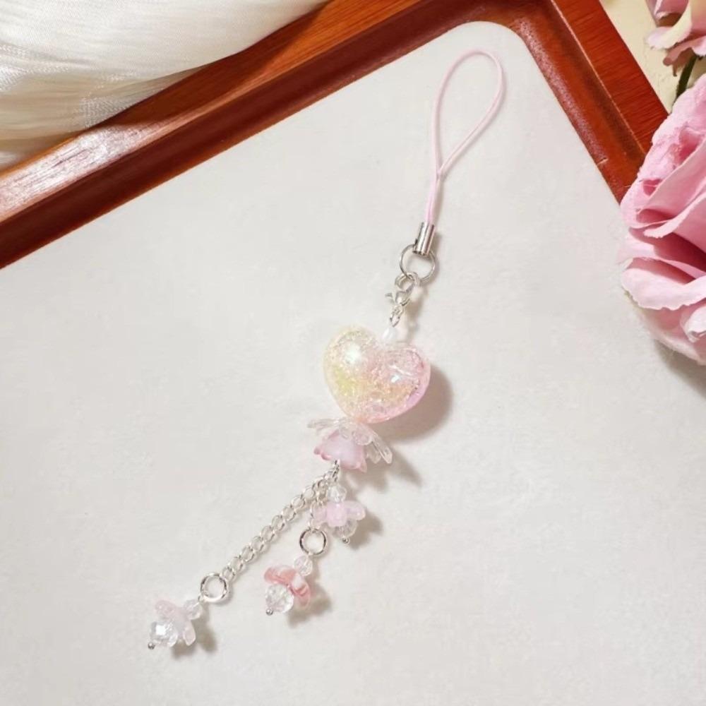 Chubby Heart-shaped Flower Guben Chain Keychain Floral Mobile Phone Pendant New Guben Pendant