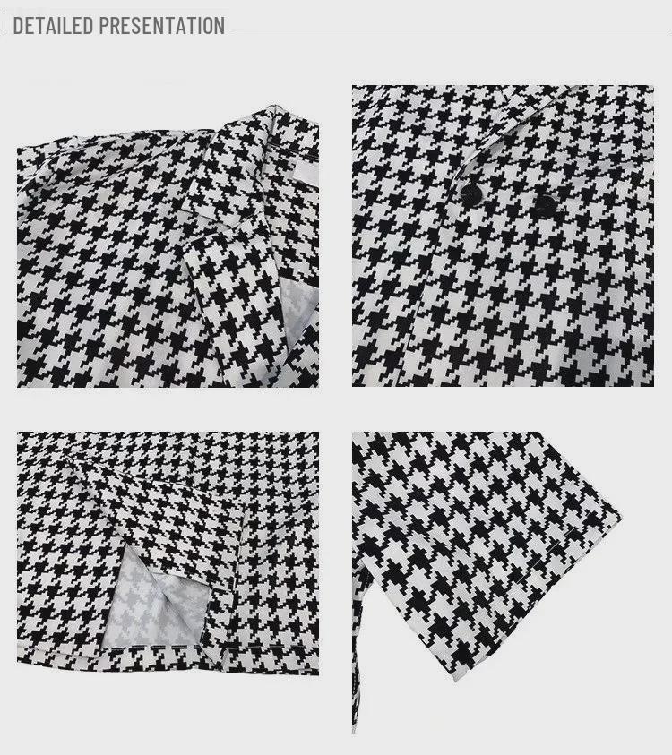 Camicia da uomo elegante con motivo pied de poule - Doppio bottone, retrò, casual e di alta qualità