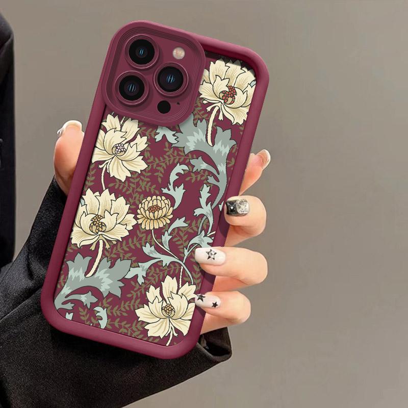 Retro William Morris Floral Print Phone Case for iPhone 17 16 15 14 13 12 11 Series Pro Max Plus Double Layer Protection